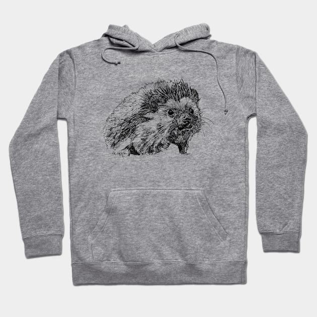 Hedgehog Ink Drawing Hoodie by Fireside Press